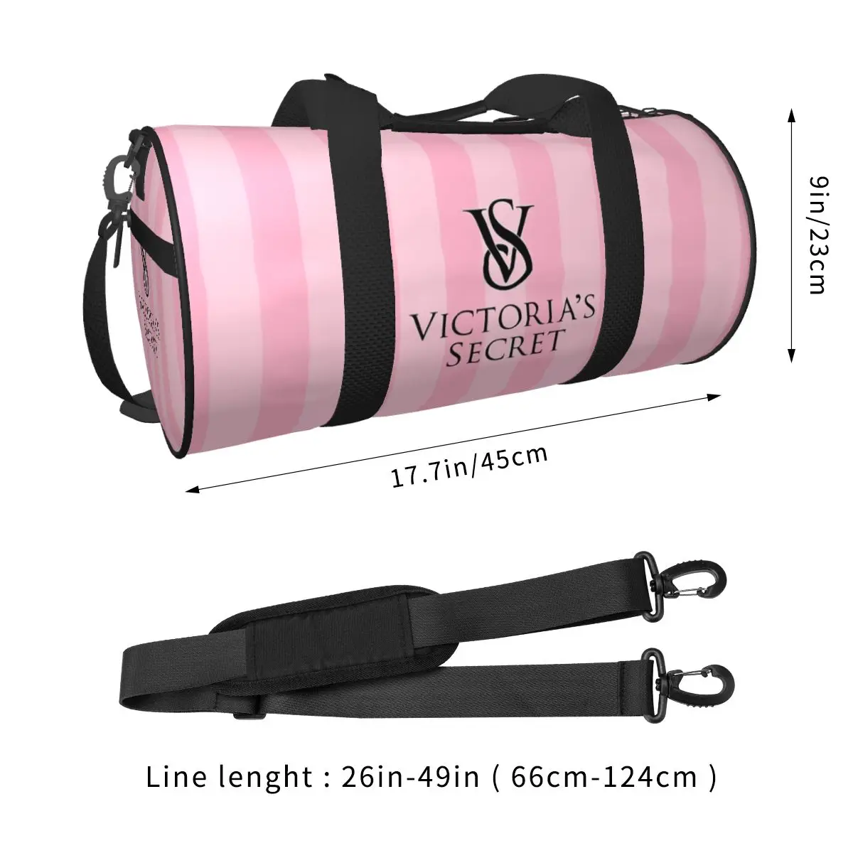 Fashion Hot-Sale-Victoria-S-Secret-Style  Weekend Gym Yoga Luggage Bags Sport Duffle Bag Round Large Capacity Travel Duffel Bag