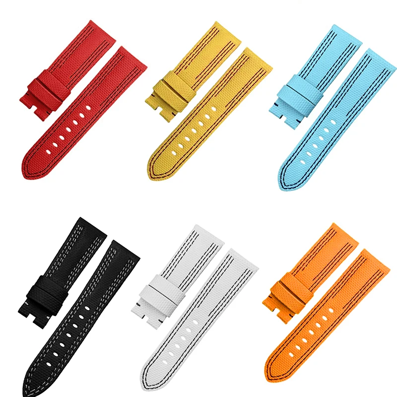 22 24 مم حزام مطاط FKM قابل للتخصيص لـ Panerai Luminor غاطسة PAM01122، PAM441، أزرق داكن/أسود/بني/رمادي/وردي 20,26 مم