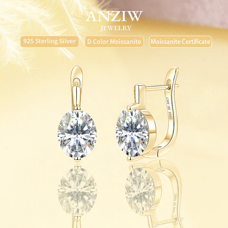 

Anziw 2.0CT D Moissanite Drop Earrings for Women 925 Silver U Shaped Hoop Huggie Earrings Wedding Engagement Jewelry 2025 Trend