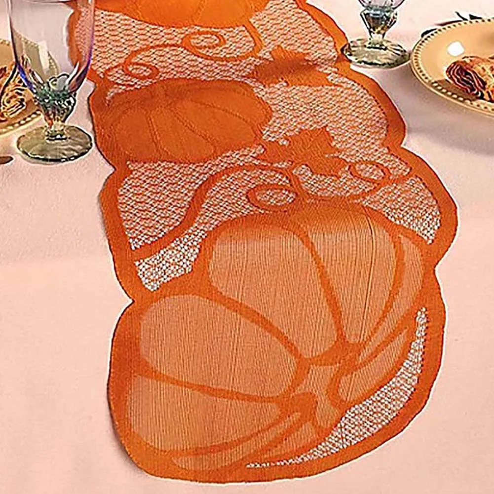 Pizzo Halloween Runner da tavola foglie d\'acero zucca tovaglia decorazione del ringraziamento copritavolo decorazioni zucca festa