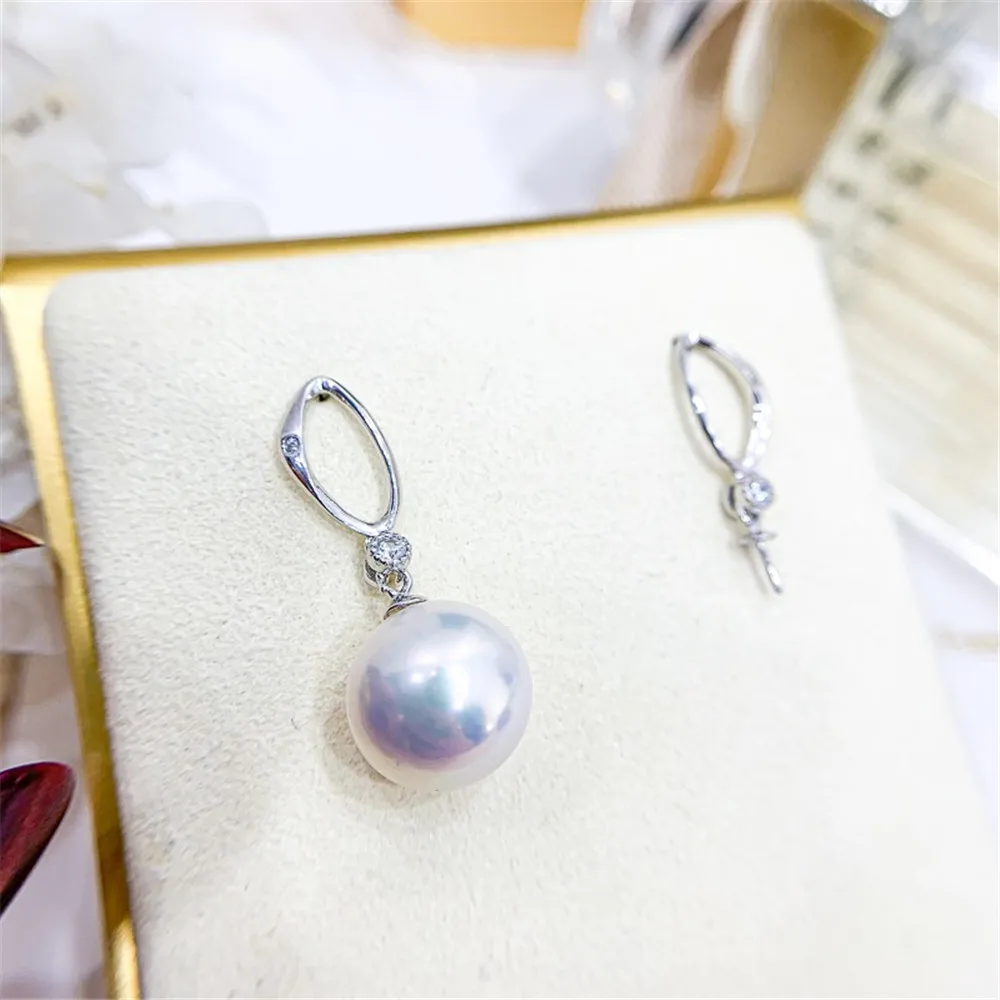 DIY Pearl Mini Accessories S925 Pure Silver Ear Stud Empty Holder Gold Silver Earrings Fit 9-13mm Rounds E212