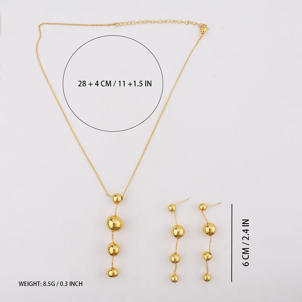 18K Glod Plated Stainless Steel Beads Earrings Necklaces for DIY Fashion Jewelry for Girls Rolo Chain Fashion Beaded Jewelry