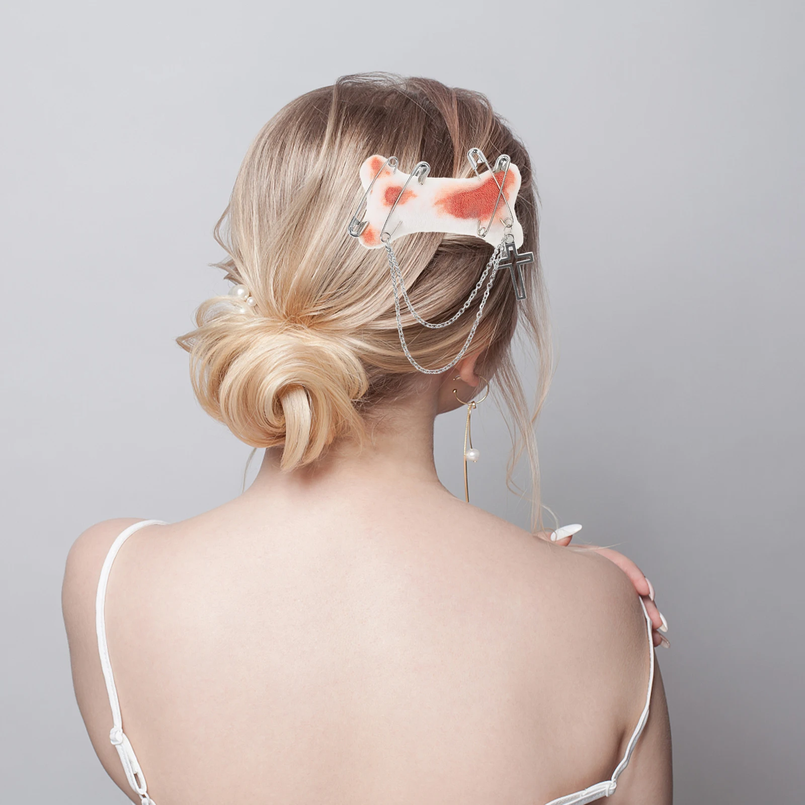 

Bone Hair Clip Brooch Pin Dual Use Aesthetic Accessory for Women Girls Gothic Style Decorative Clip for Clothes Bags Hats Thin