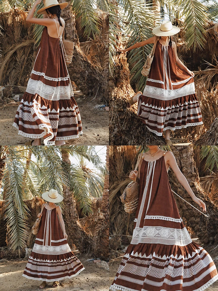 TIYIHAILEY vestidos de verano sin mangas para mujer vendaje sin espalda señoras borlas ropa de encaje nueva moda 2025 vestidos sexis de una línea