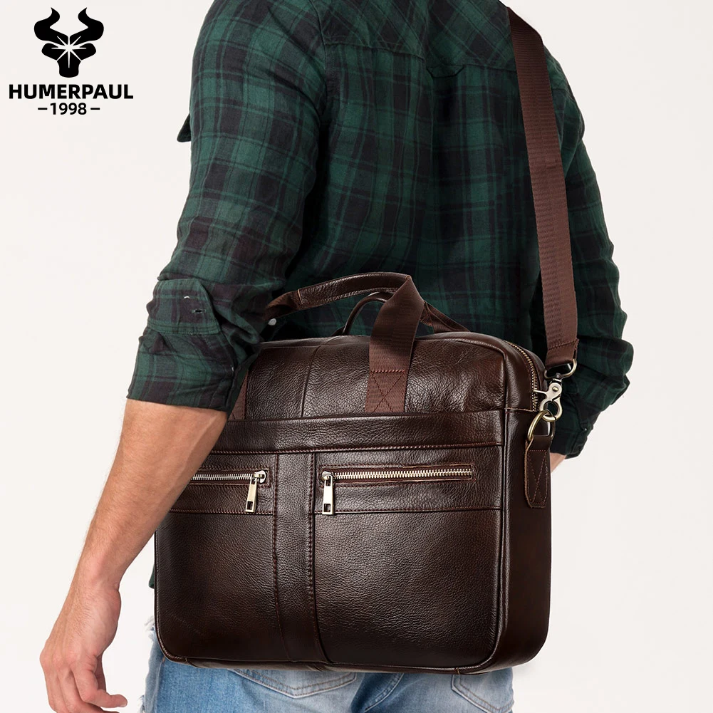 Men Briefcase Bag High Quality Business Genuine Leather Shoulder Messenger Bags Male Office Handbag 14 inch Laptop Bag