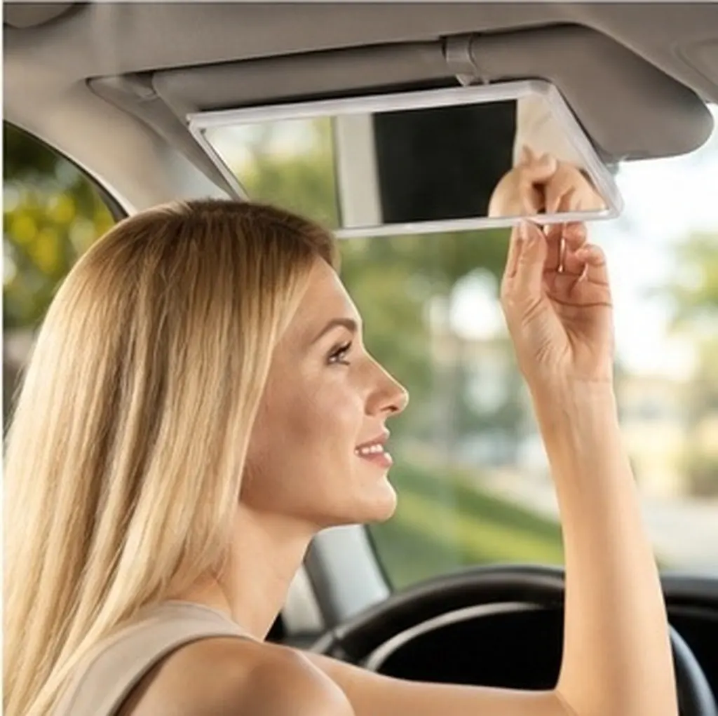 Car Sun Visor Makeup Mirror 10.24x5.31in Compact Rotating Vanity Mirror for Night Driving Travel Auto Beauty Car Interior