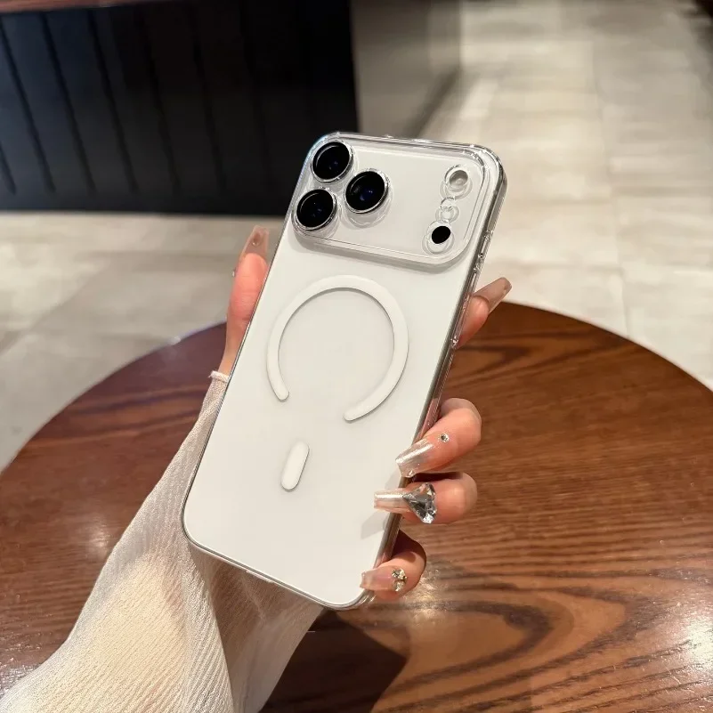 

Ультратонкий прозрачный чехол Magsafe для iPhone 17, 16, 15, 14 Pro Max 13, 12, 11 17 Air Plus, чехол для телефона с магнитной беспроводной зарядкой и ПК