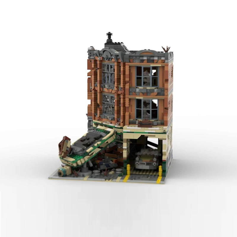 Модель City Street View MOC, строительные кирпичи, угловой автомобиль, гараж, модульная технология, подарки, праздник, сборка, детские игрушки, костюм