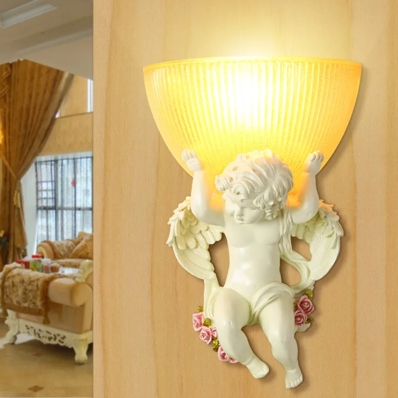 Retro Angel Wall Lamps Wall Sconces LED Lighting Fixture for Living Room Bedroom Corridor Mirror Light Baby Kids Home Decoration