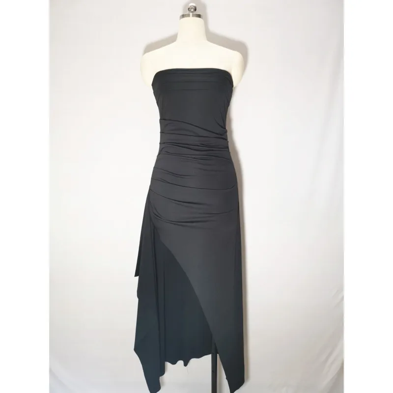 Sexy Backless High Split Maxi Dress Women Elegant Off-shoulder Sleeveless Bodycon Party Long Dresses Nightclub Slim Pleated Robe