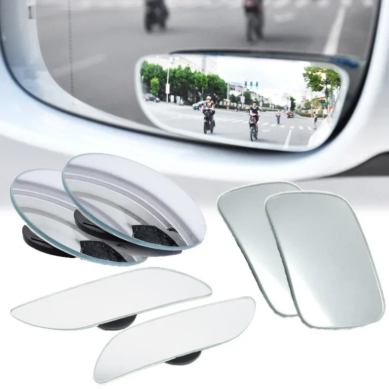 2pcs 360 Degree Adjustable Blind Spot Mirror Car Auxiliary Rearview Convex Mirror Round Frame Wide Angle Mirrors for Car Reverse