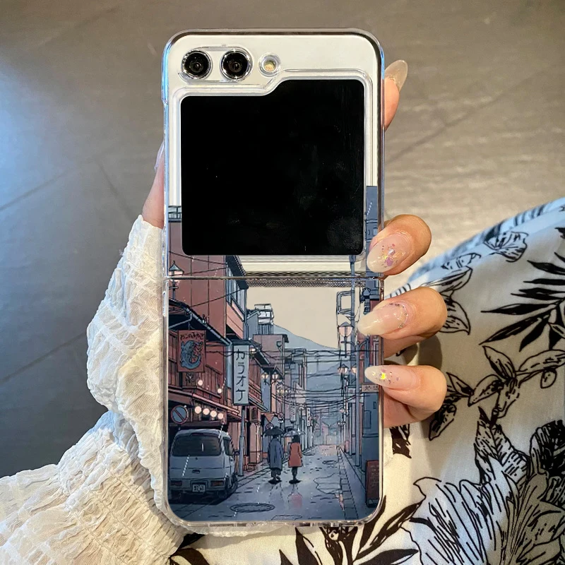 Landschaftsmuster Handyhülle für Samsung Galaxy Z Flip 8 7 FE 6 5 4 3 5G Stoßfeste Faltbare Hartschale für Samsung ZFlip7 Flip6