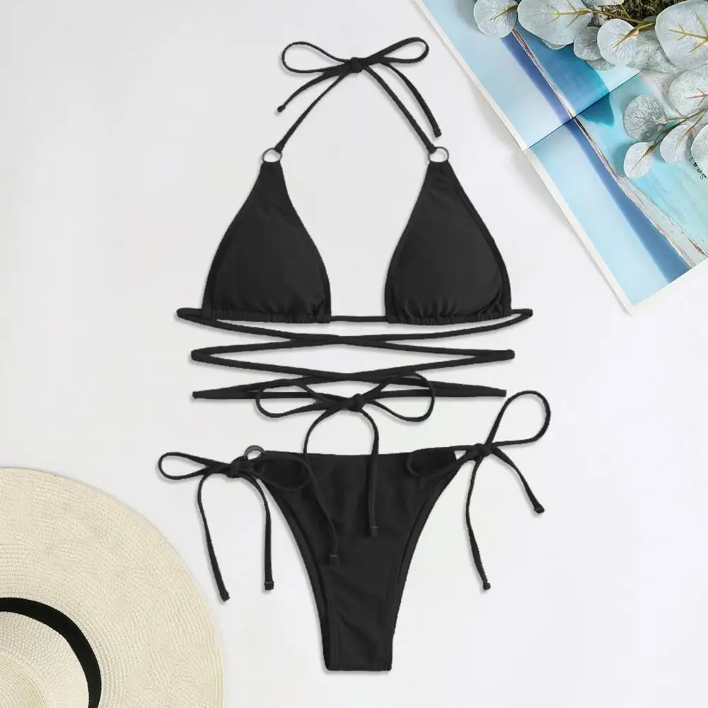 Slim Fit 2 Pcs/Set Popular Backless Summer Women Swimsuit Beachwear Lady Bikini Soft   for Spa