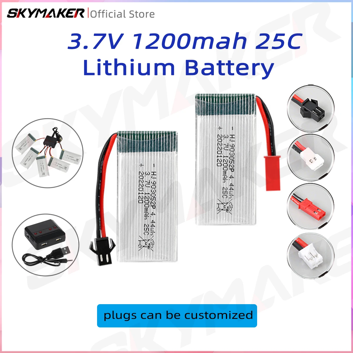 3.7V 1200mAh Lipo  Battery 25C high-rate  Drone Replacement Battery X5SW drone accessories 903052P model aircraft battery