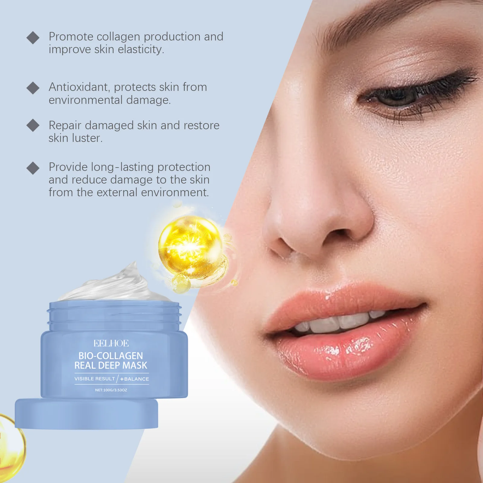 

EELHOE Collagen Peel Tear Mask Improves Skin Quality Brightens Skin, Lightens Fine Lines, Tightens and Moisturizes Skin