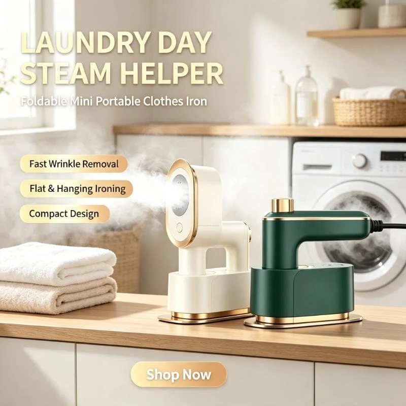 Foldable Tiny Portable Handheld Clothes Iron Lightweight Travel Carry-On Garment Steamer for Trip Home