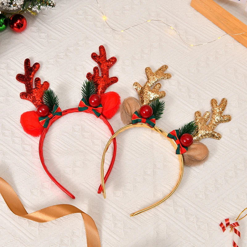 

Women Headwear Hairband Plush Forest Christmas Hair Accessories Cute Deer Horn Hair Clips Hoops Children's Day Hair Clips Bangs