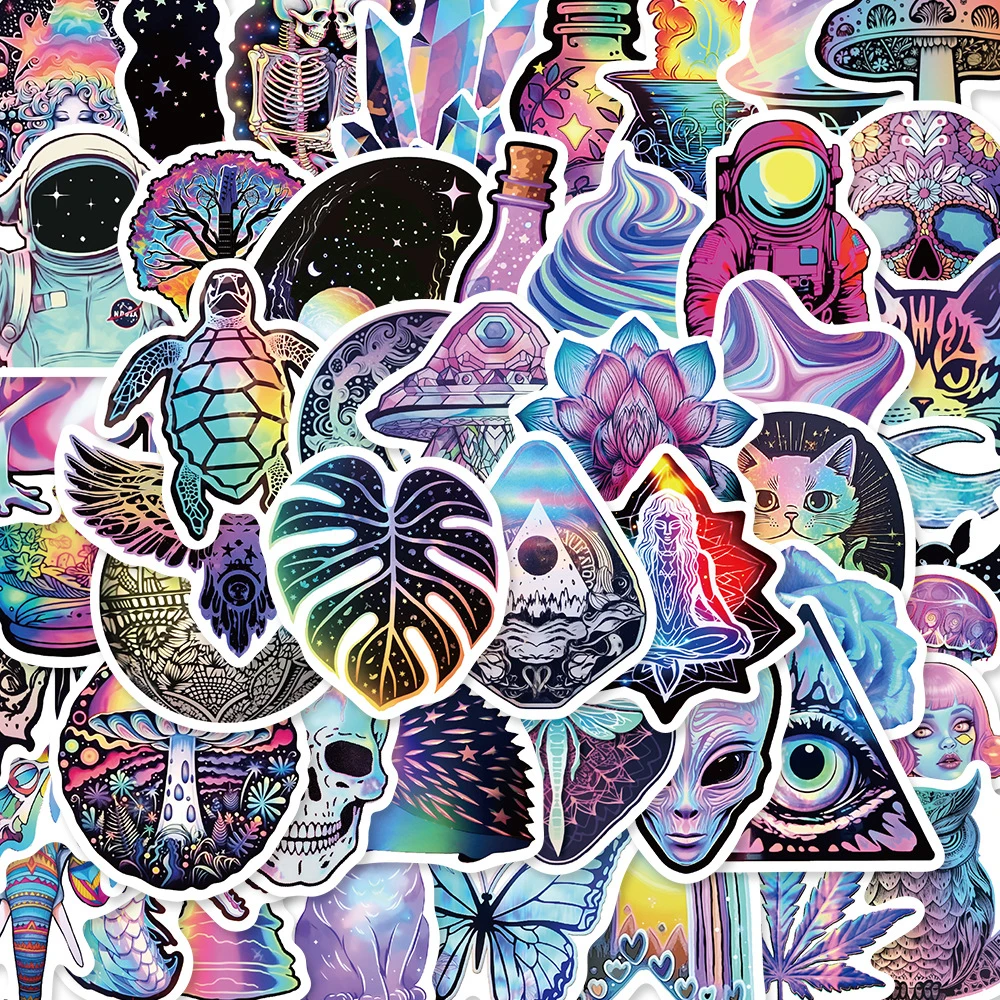 

10/30/50Pcs Funny Holographic Laser Graffiti Stickers for Car Laptop Scrapbooking Luggage VSCO Waterproof Decals Sticker Toys