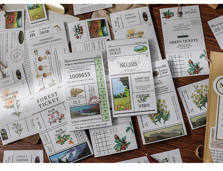 50pcs/pack Windsor's Past Note Book Inswind Retro Plant Creative Hand Ledger Student Daily Life Memo