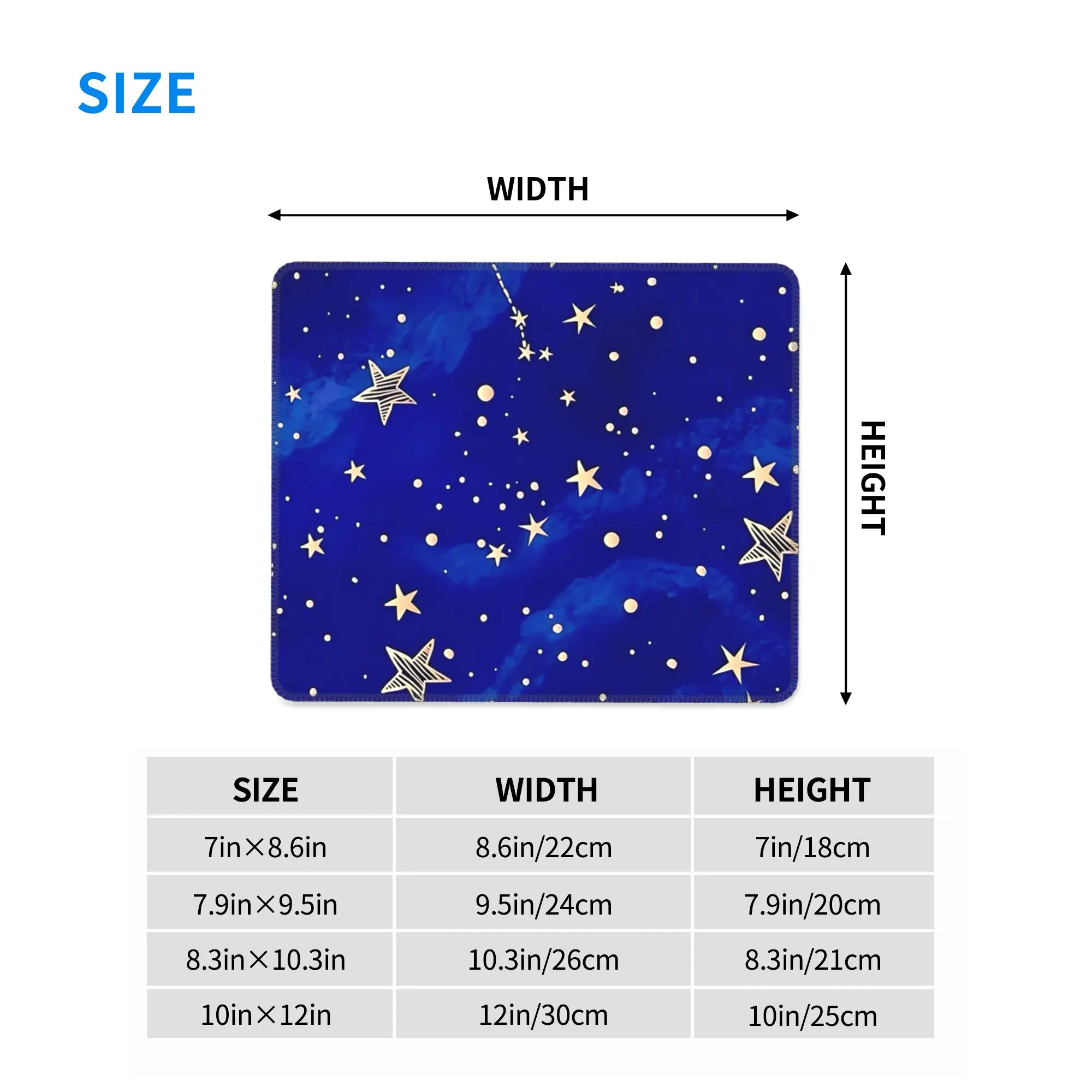 Navy Blue Sky and Stars Print Mouse Pad Computer Keyboard Mouse Mat Gamer PC Laptop Desk Mat Office Accessories Table Mats