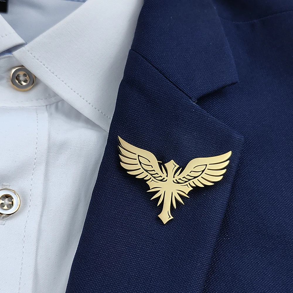 Modna broszka z totemem feniksa dla mężczyzn ze stali nierdzewnej Animal Faith Amulet Biżuteria Pan Młody Koszula Garnitur Odznaka Szpilka Akcesoria ślubne