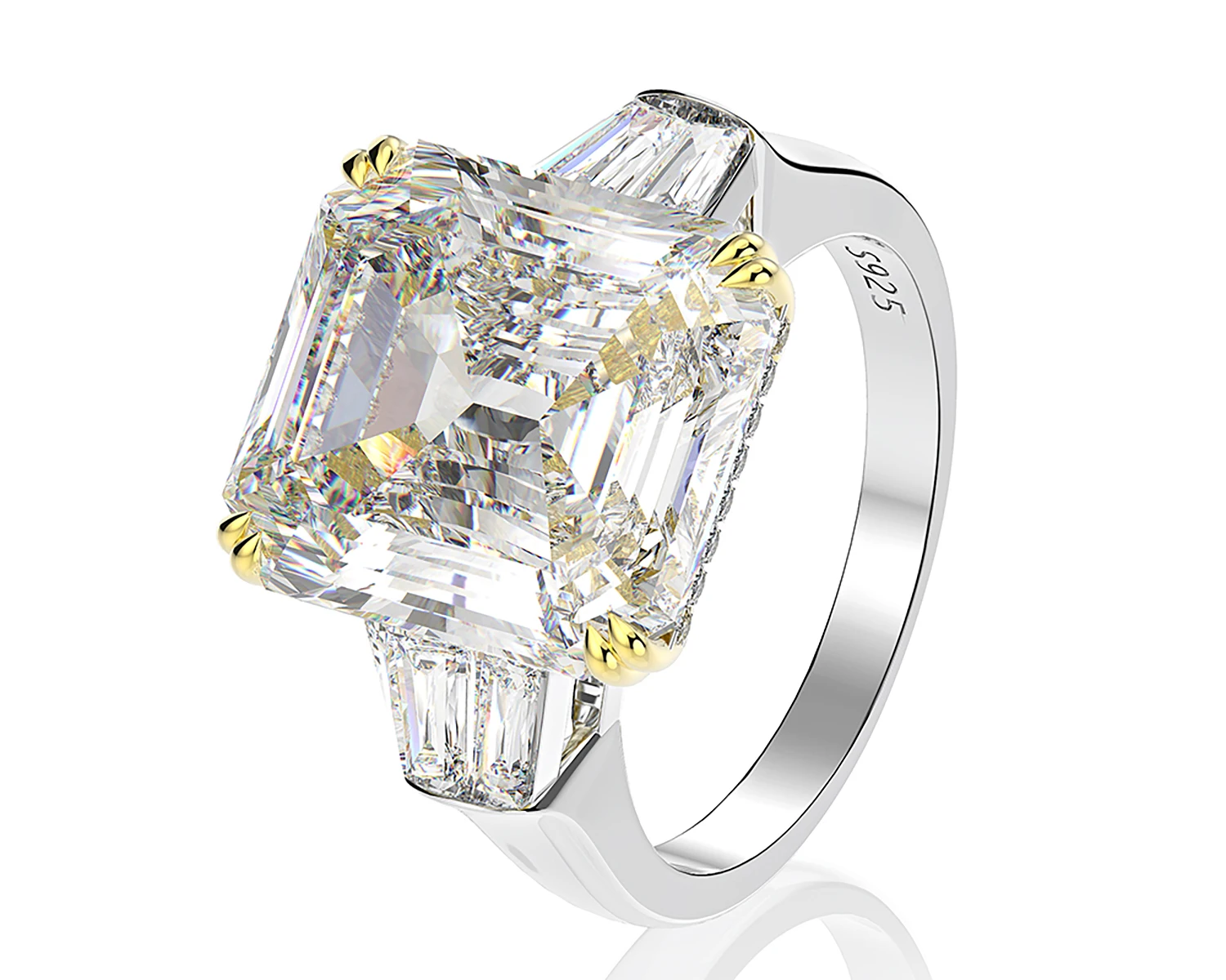 Luxury 925 Sterling Silver Engagement Wedding Ring for Women Cubic Zirconia Simulated Diamond Promise Ring Classic Fine Jewelry