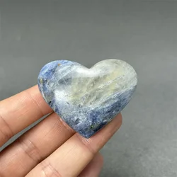 Natural Blue Kyanite Heart Shaped Palm Playing Reiki Healing Energy Meditation Home Decor Gift
