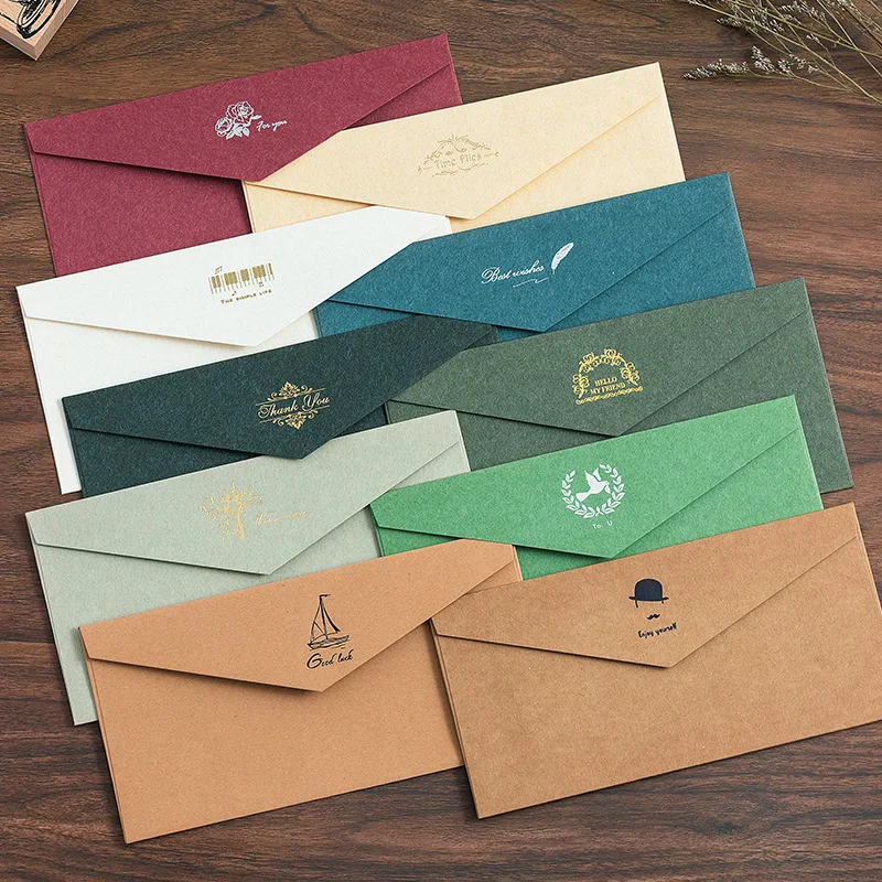 Custom. B2/ B3 Retro Color Gilding Western Style Blank Paper Envelope Business Invitation Kraft Paper Thickening