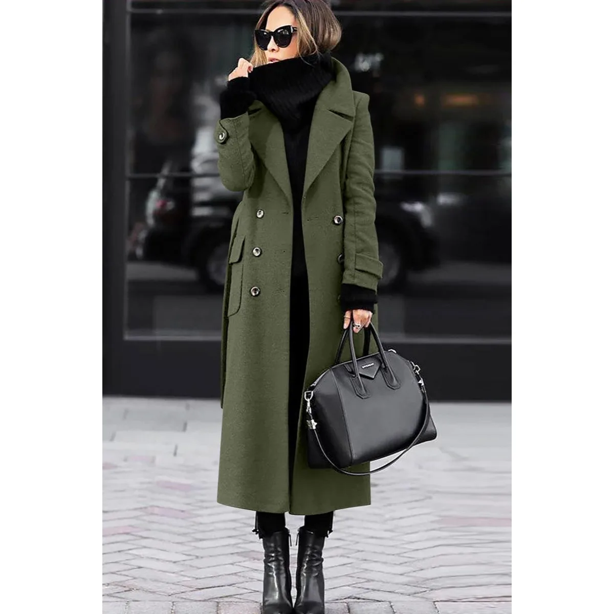 

Faionable Pure Color Imitation Wool Coat for Women Ele Autumn Winter Outerwear Classic Sli Knitwear Jaet