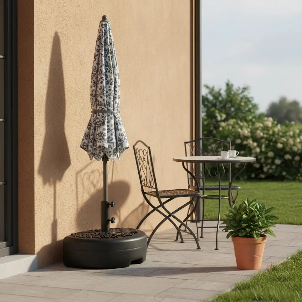 

Черное основание для зонта с возможностью наполнения водой и песком, сверхпрочная подставка для улицы, патио, сада, балкона