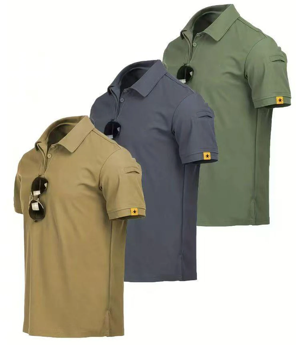

2026 Men's spring new casual short-sleeved lapel POLO shirt solid color business casual outdoor social T-shirt soft comfortable