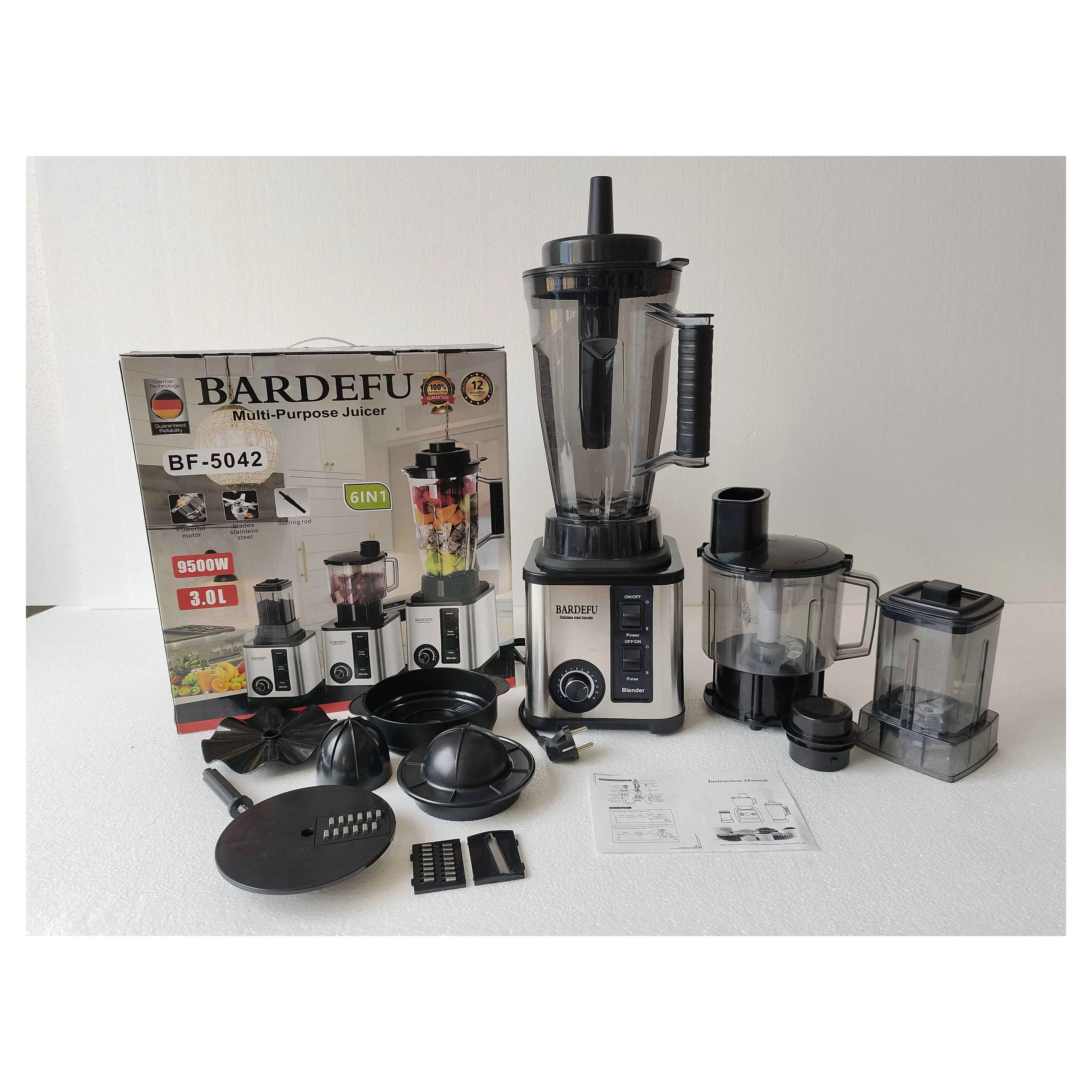 Espremedor e liquidificador elétrico comercial 6 em 205, máquina de cozinha prateada resistente de 3000 W para frutas e sucos frescos