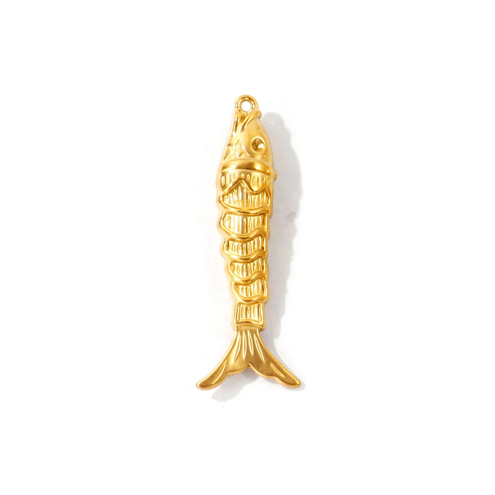 2 Stück 304 Edelstahl Ozeanfisch-Schmuckanhänger, 18K vergoldet, für DIY Halsketten, Ohrringe, Schmuckherstellung – Detail 2