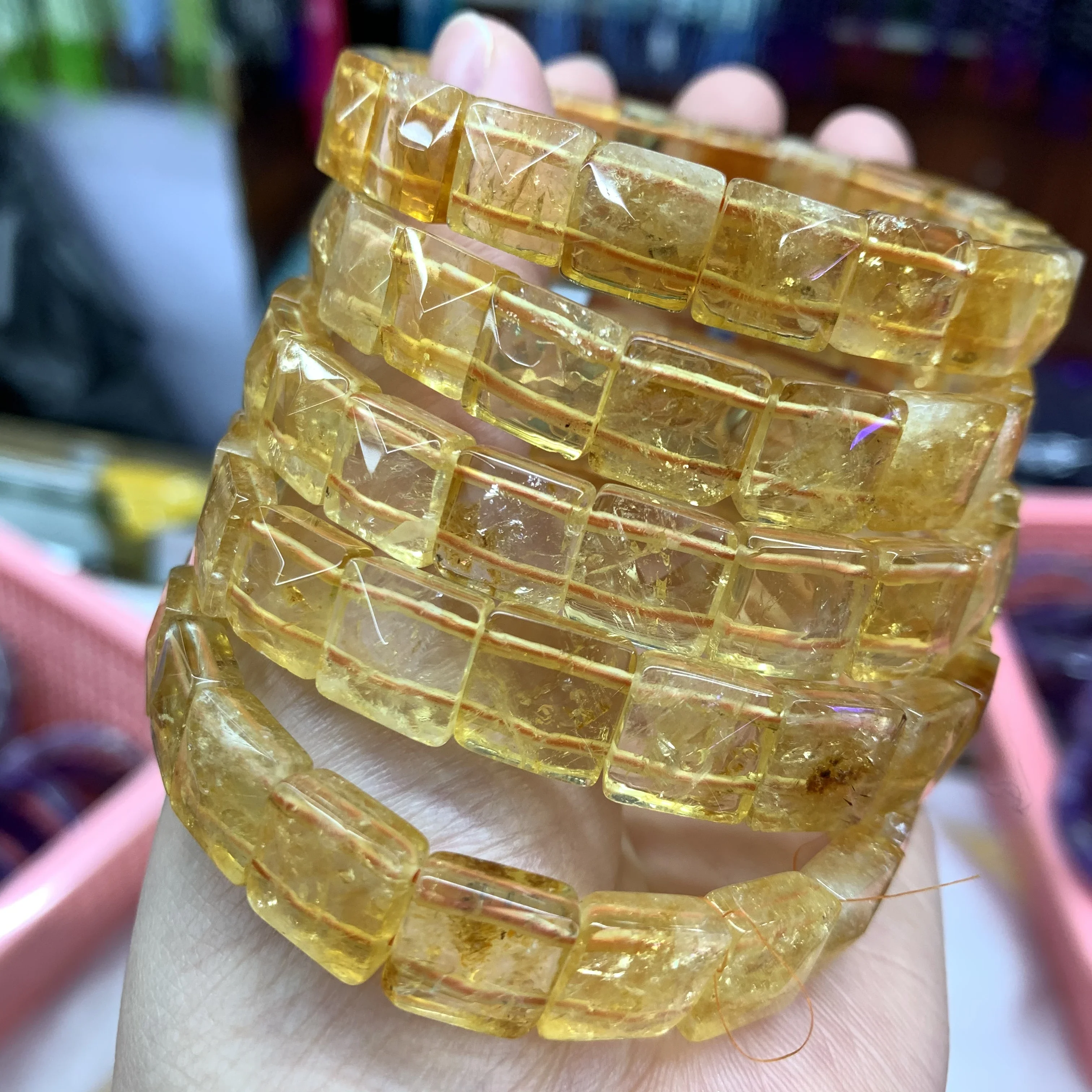 

New Birth Stone For Gemini Natural Yellow Citrine Stone Beads Bracelet - Gemstone Jewelry Bangle For Women For Men For Gift