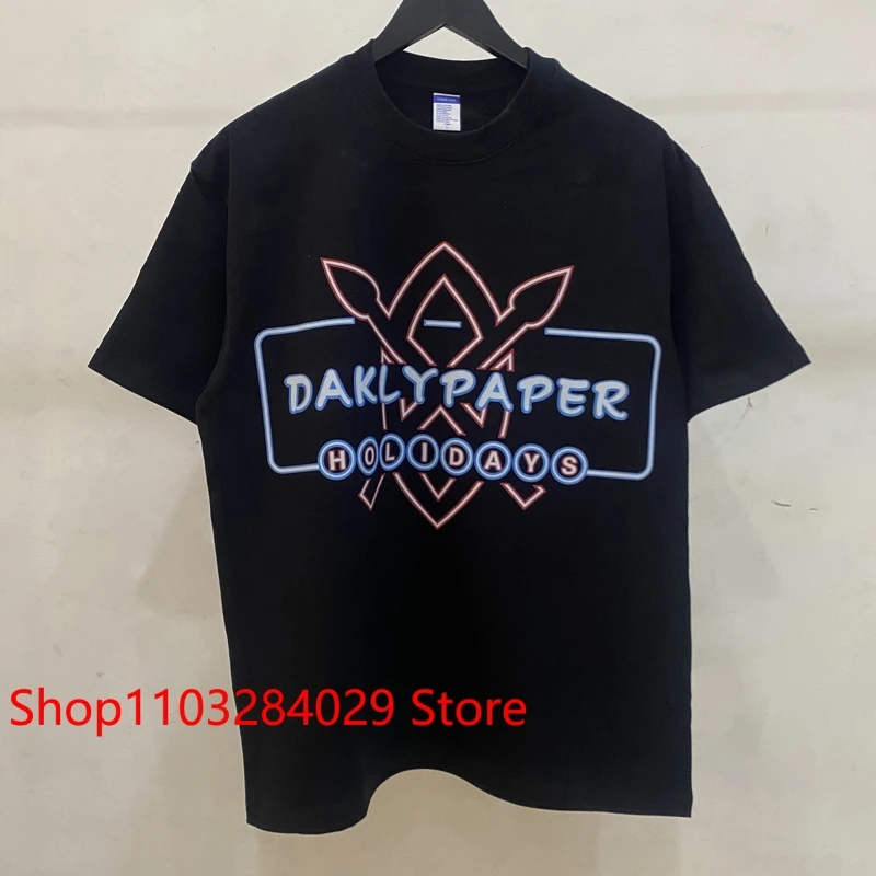 Real Photo Stock DAILY PAPER Short Sleeve Chest Letter Logo Print Top Tee Simple Loose Daily Paper T-shirt Men Women