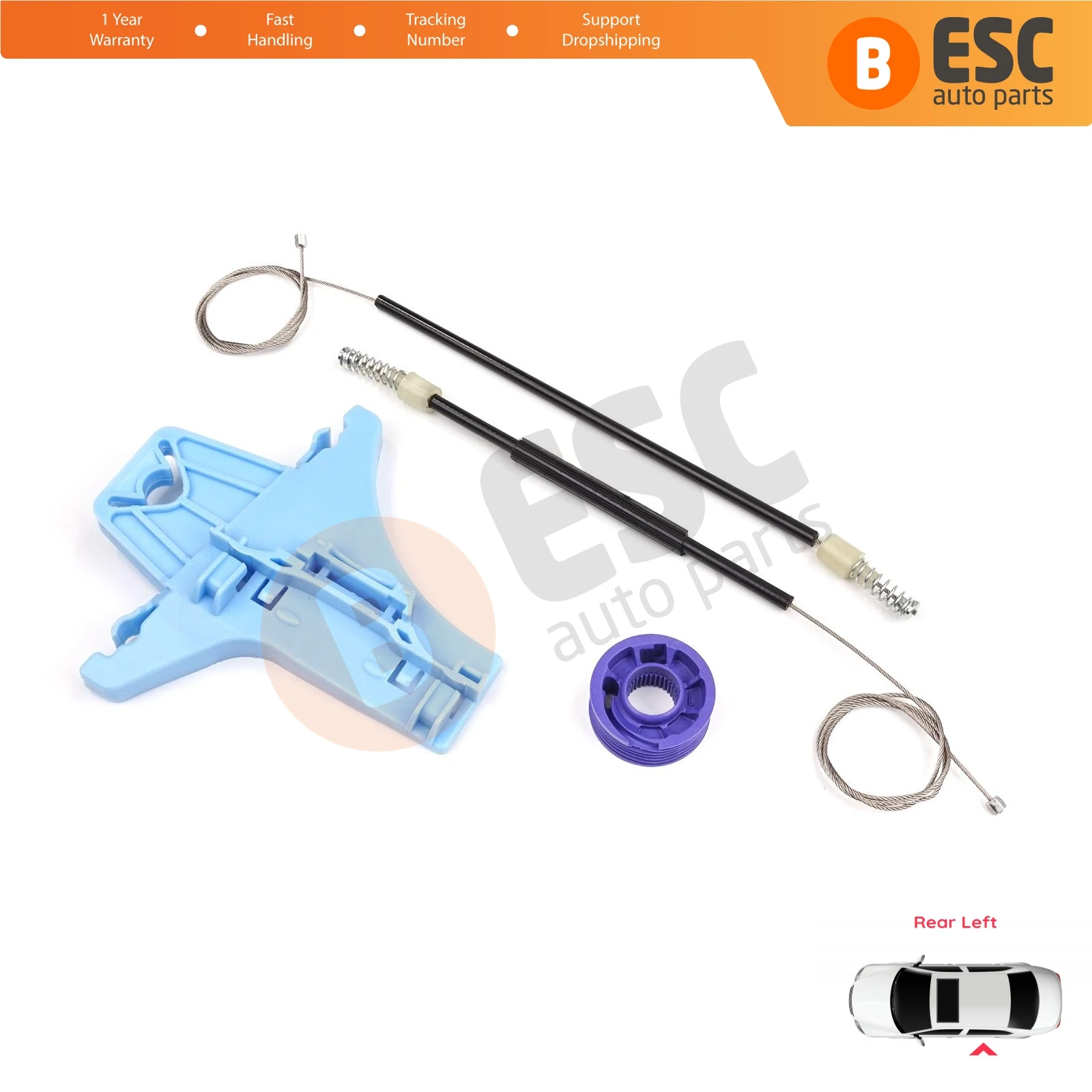 

EWR5060 Electric Window Regulator Repair Kit Rear Left for VW Polo Vento MK5 6R 6C 2009-2022 4/5 Door Hatchback Sedan 6R4839461