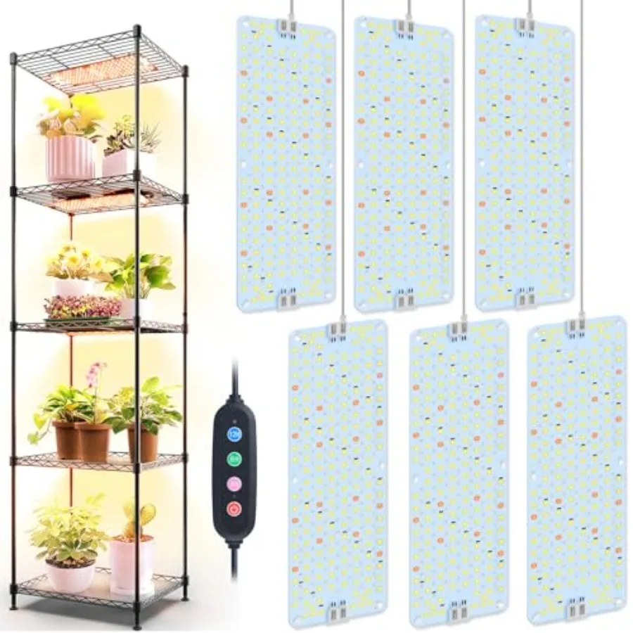 

6Pack Panel Grow Lights for Indoor Plants Seed Starting Vegetables Pot Plants Bonsai with Timer Ultra-Thin Under Cabinet Shelf