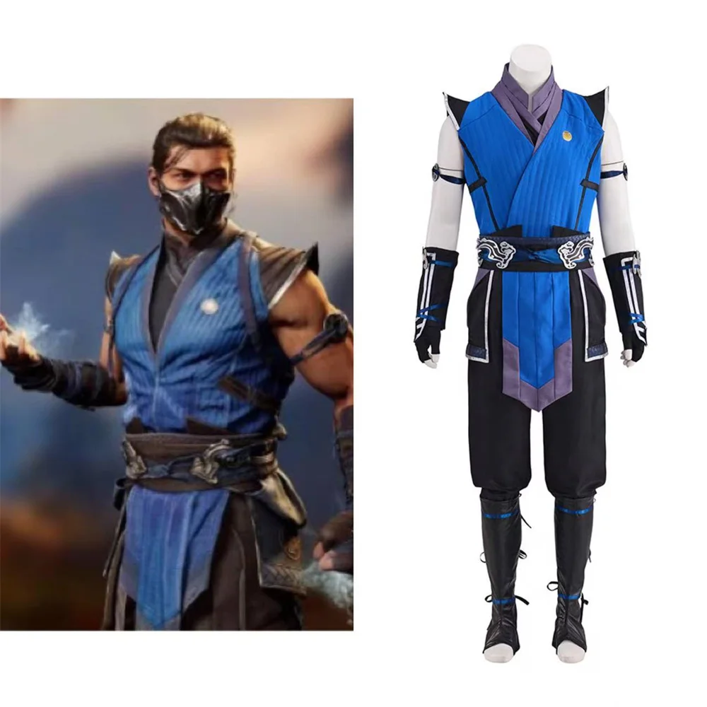 Disfraz de Mortal Cosplay Kombat Sub Zero para hombre, Top de fantasía, pantalones, traje de disfraz, trajes de fiesta de Carnaval y Halloween