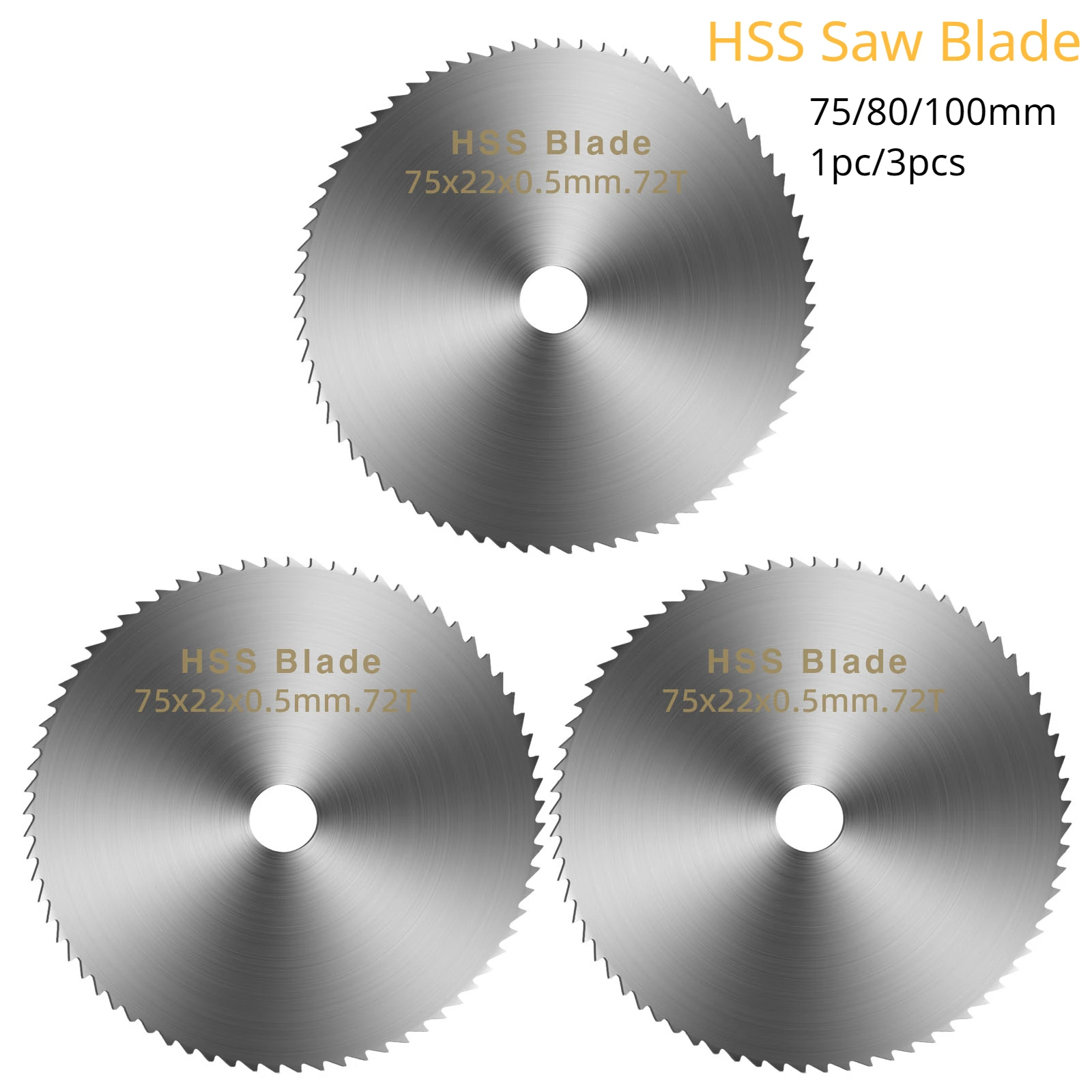 75/80/100mm 3pcs HSS Circular Saw Blade Disc Mini Small MillingCutter Wood Plastic Metal Tile Multipurpose Slitting & Slotting