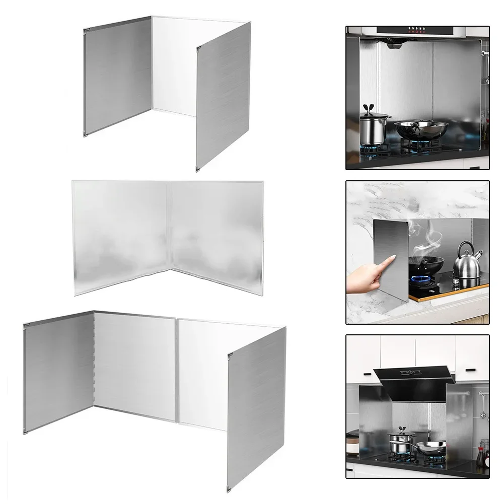 

Kitchen Splash Guard Plate Stainless Steel Foldable Gas Stove Baffle Frying Oil Splash Protection Screen