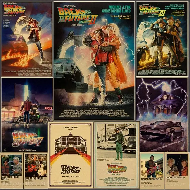 خمر العودة إلى المستقبل الفيلم المشارك الفيلم الكلاسيكي الفن يطبع للمنزل غرفة السينما ديكور ريترو كرافت ورقة جدار الصورة