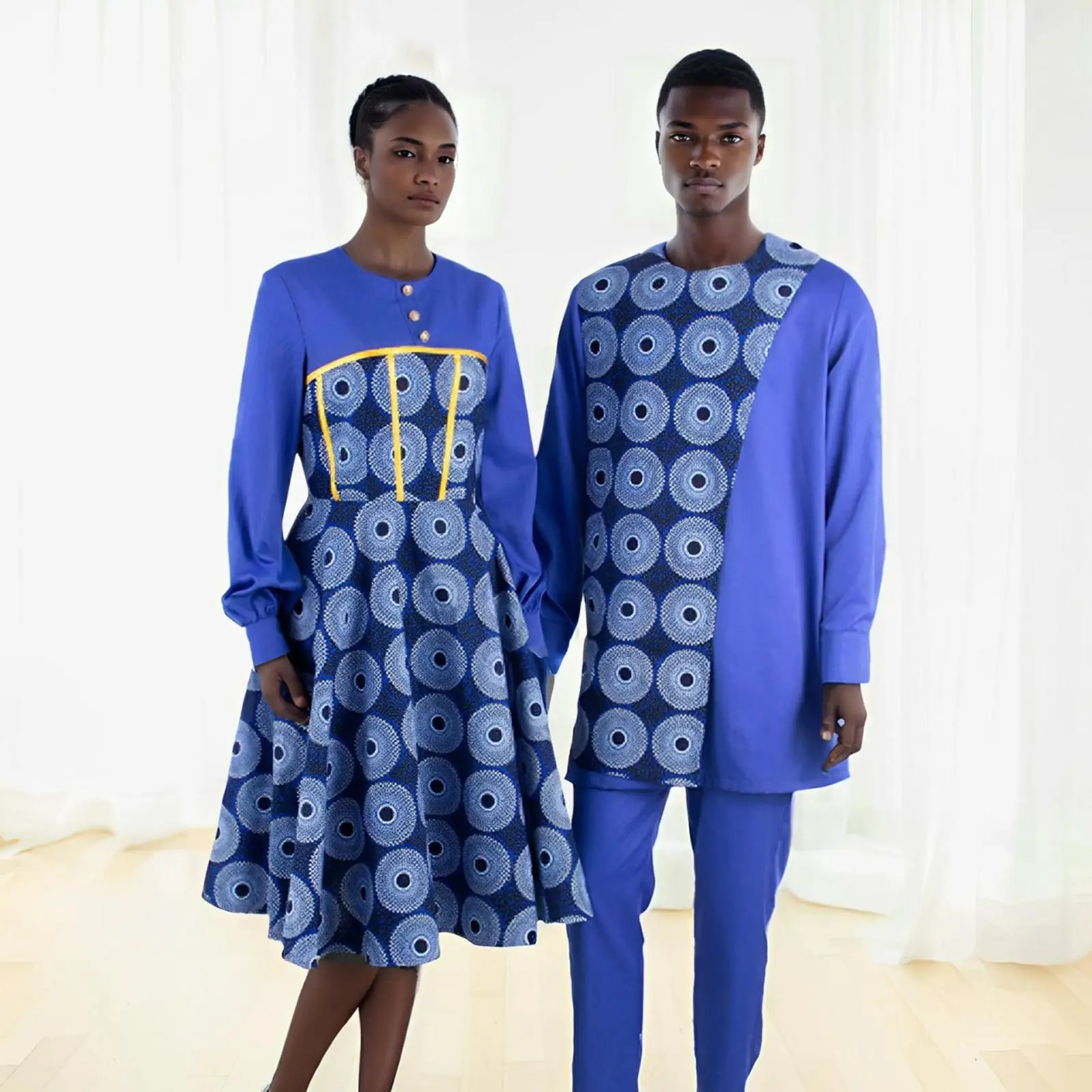 African Couple Clothes for Party Wedding Women Print Dresses Vestidos Matching Men Outfits Dashiki Shirt and Pant Sets Y23C046