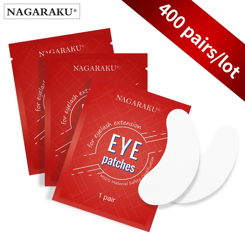 NAGARAKU 400 Pairs/lot Eye Pads Gel Patch for Eyelash Extension Make Up Under Eye Pads  Aloe Vitamin Patch Fiber Pads