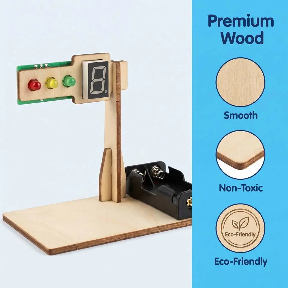 Wooden Traffic Signal Model Material Bag Handmade Craft LED Light Traffic Light Model Countdown Function Intelligence Design