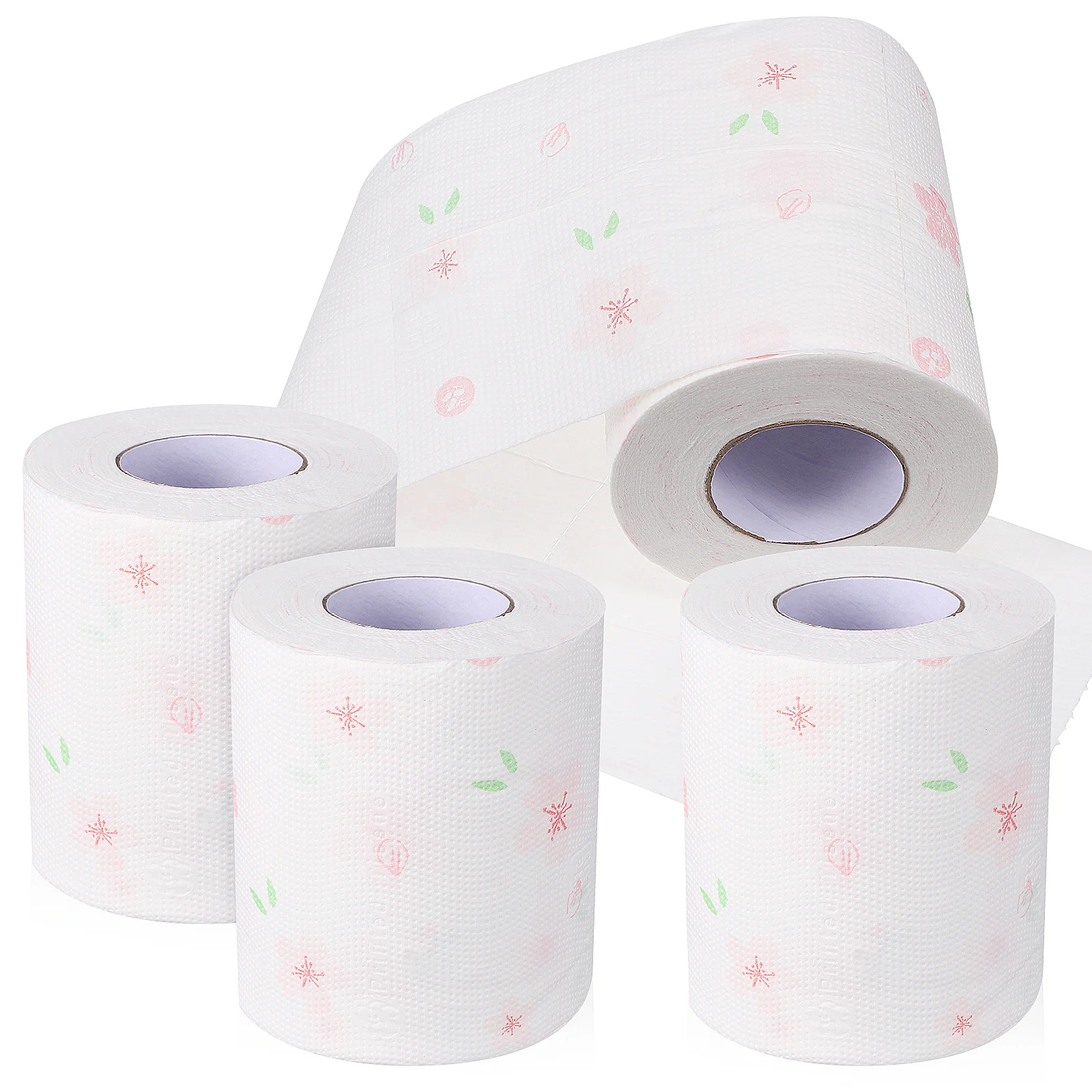 4 Rolls Lightweight Toilet Paper Flower Napkins Printed Bath Tissues for Neighbors Bathroom Supplies Decorative Face