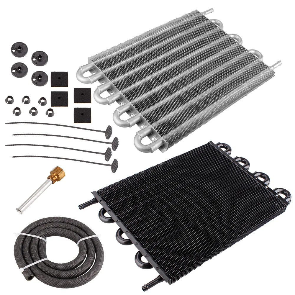 Car Air Conditioning Tube Belt Condenser Tube Oil Cooler Kit Oil Radiator Universal Auto-Manual Radiator Converter Kit 4/6/8 Row