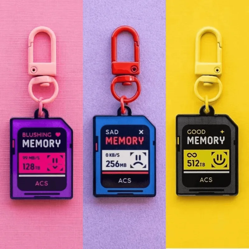 Llavero con diseño de tarjeta de memoria conmemorativa Ins Tokimeki, bonito colgante para mochila, accesorios periféricos de animé, regalos, novedad de 2026