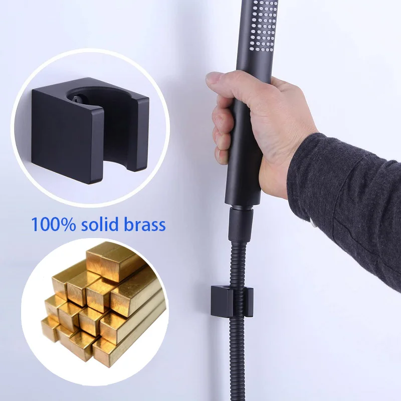 100% Solid Brass Hand Shower Holder Matte Black Shower Support Bathroom Accessories