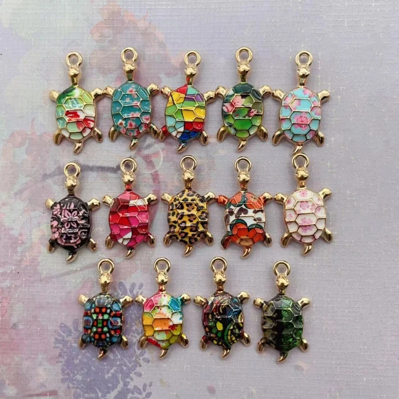 10PCs Enamel Animal Ocean Sea Turtle Charms Multicolor Pendant DIY Jewelry Necklace Bracelets Metal Pendants Jewelry