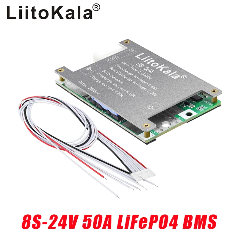 LiitoKala 8S-24V50A-BMS LiFePO4 Battery Balance Charge Board Equalizer NTC Temperature Protection Equalizador For Escooter/Ebike